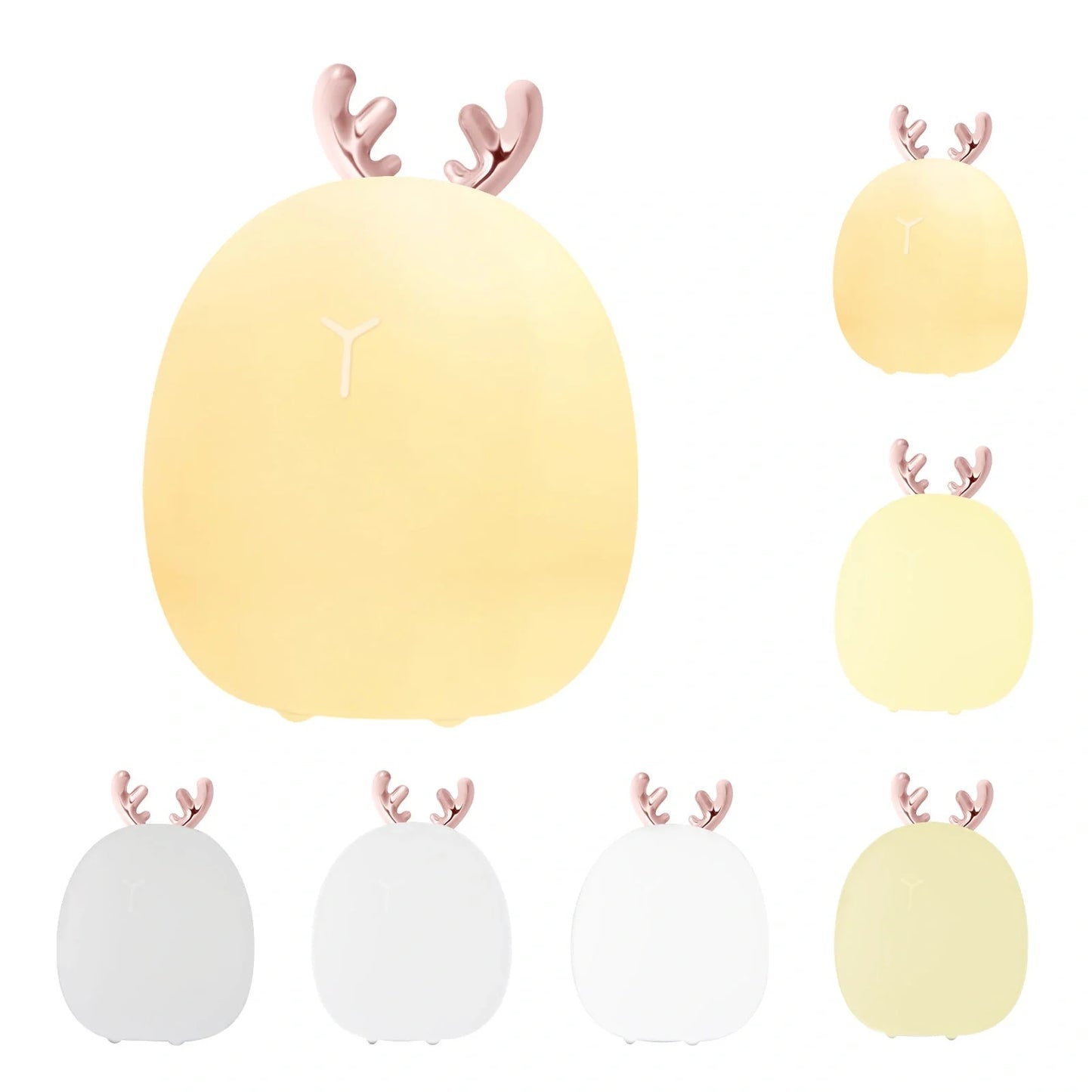 Adjustable silicone baby night light with touch control in adorable deer and rabbit designs