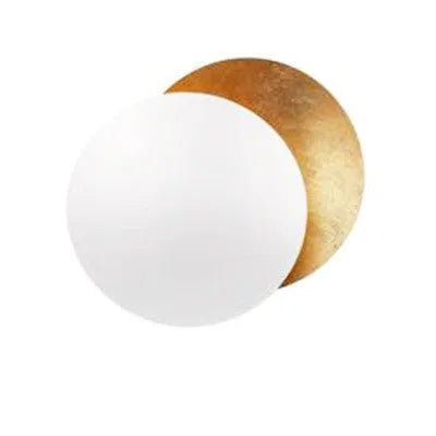 Round solar eclipse design wall lamp with iron shade in a choice of six colour finishes.