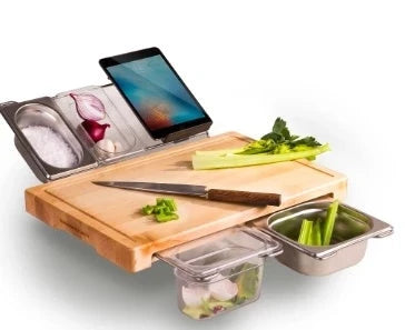 Multifunctional Bamboo Cutting Board with Storage Trays