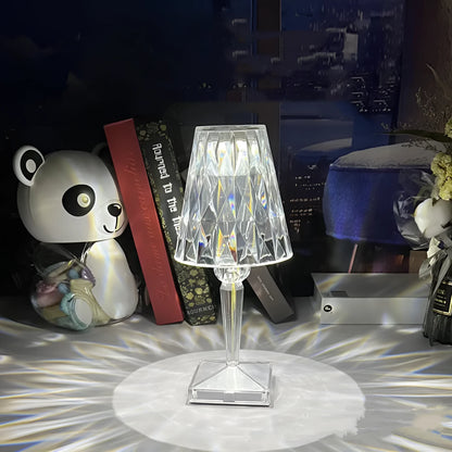 Transparent USB charging night light with diamond atmosphere design and touch switch for three-level dimming