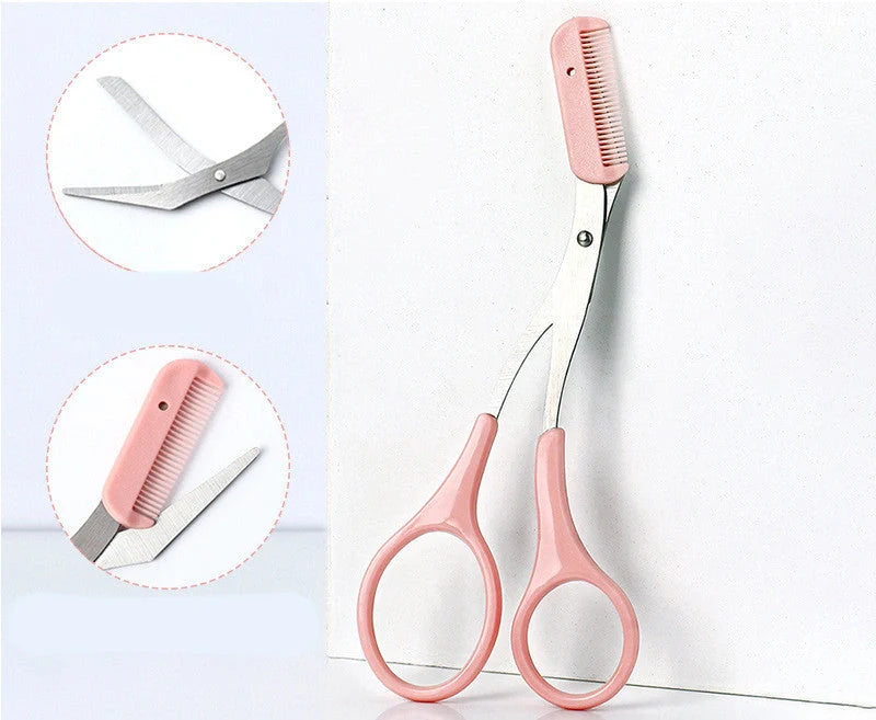 Curved Moon Eyebrow Trimming Knife with Comb for precise grooming