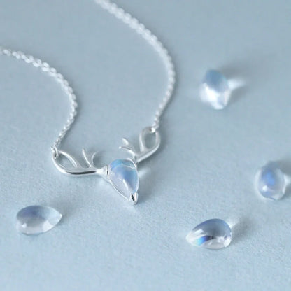 Elegant S925 Elk Moonstone Pendant Necklace for women