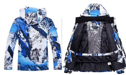 Waterproof and warm ski suits for men and women in blue and red