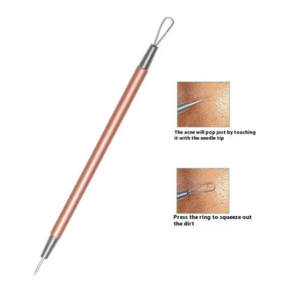 Stainless steel 6-piece acne remover beauty tool set in rose gold finish