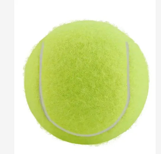 Rubber bite-resistant dog tennis ball in assorted bright colours, 6.3cm diameter.