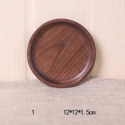 Japanese style black walnut wooden rectangular dinner plate with hand-painted plain surface