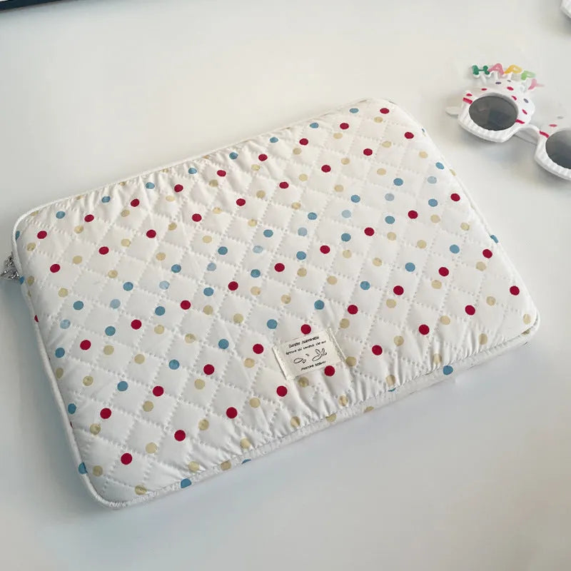 Women's polka dot laptop bag in three size options: 11 inches, 13/14 inches, and 15/15.6 inches.