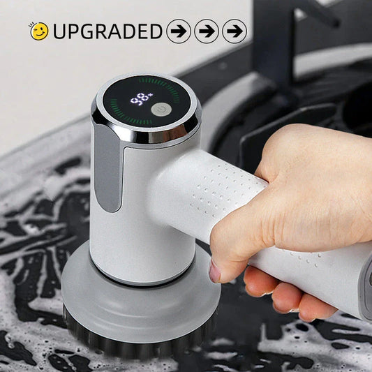 Wireless Electric Cleaning Brush with interchangeable heads for effortless sink and pot scrubbing