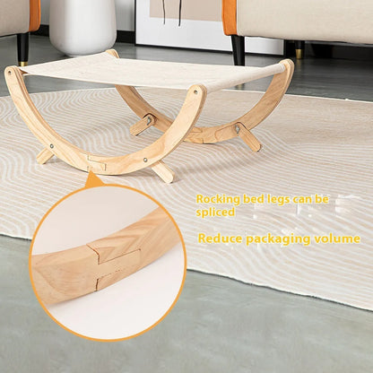 Solid wood cat shaker hammock bed measuring 55cm with foldable frame