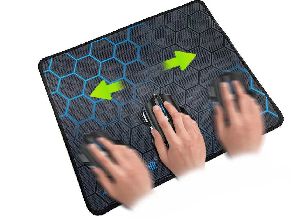 Custom cartoon silk cloth non-slip mouse pad in large size on a desk with keyboard