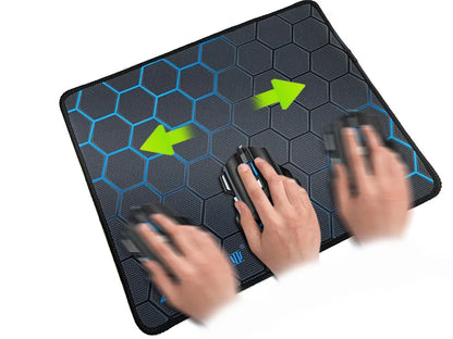Custom cartoon silk cloth non-slip mouse pad in large size on a desk with keyboard