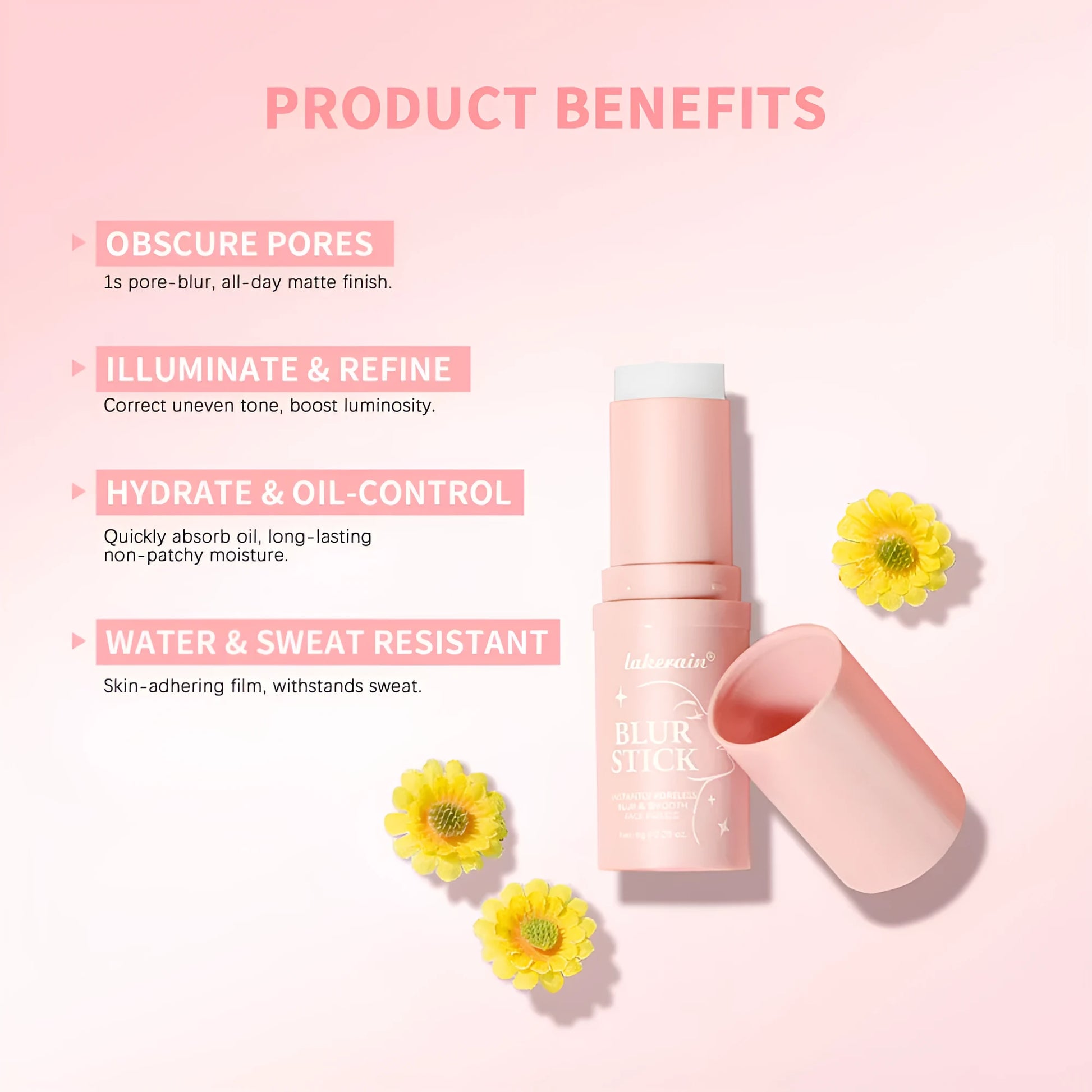 Pore invisible mattifying base stick for shine reduction and skin brightening