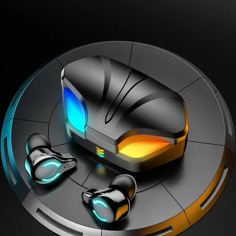 Black Bluetooth gaming headset with in-ear design for mobile games
