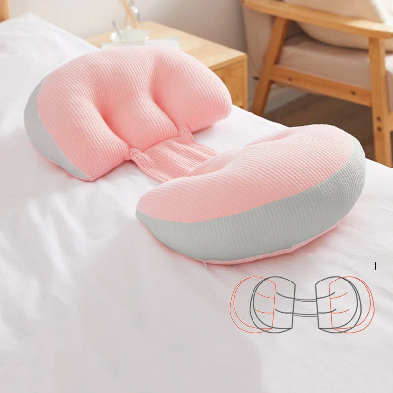 U-Shape Pregnancy Pillow in Pink Grey, Pink White, and Blue White options