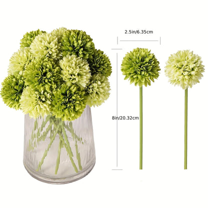 Silk artificial flower desktop decoration in green colour options measuring 20cm tall