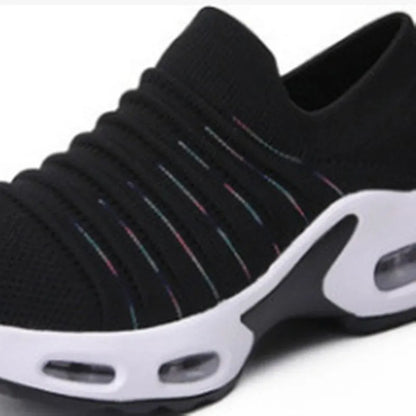 Fly-knit socks shoes in light grey with a stretch mesh upper and round toe
