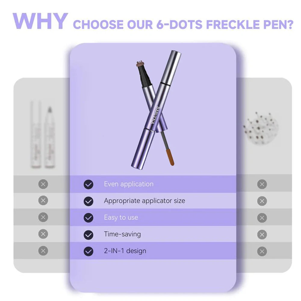 Double-headed eyebrow cream pen showing fine tip and angled tip with brown and black shades