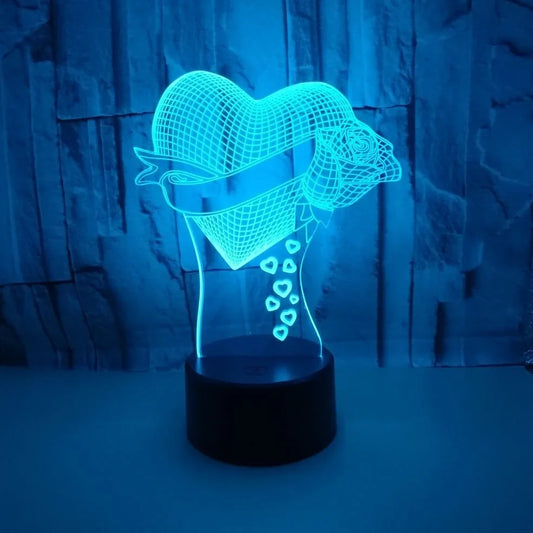 3D night light with acrylic panel and ABS base showing multi-colour illumination options