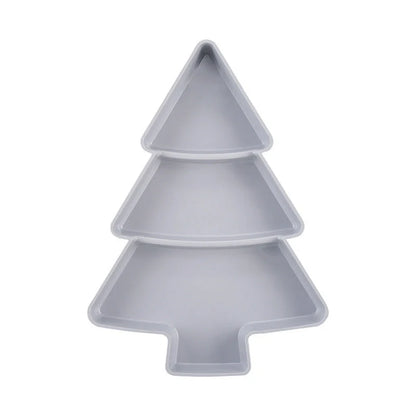 Christmas tree shaped plastic platter with divided sections for snacks and desserts