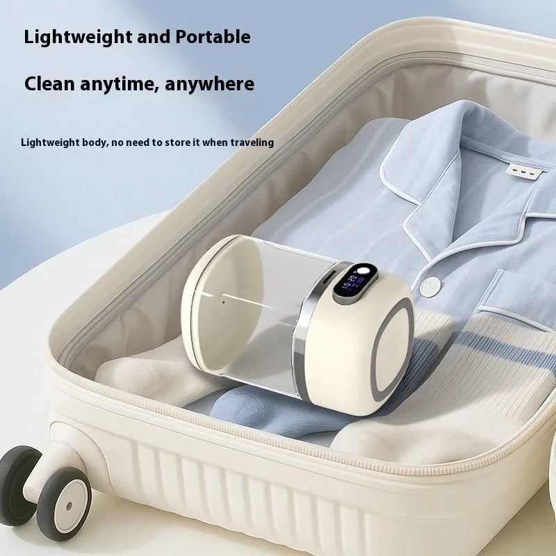 White portable automatic cleaning machine with Type-C charging port and compact dimensions
