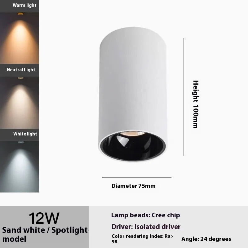 LED surface mounted spotlight in aluminium, 75 x 100mm to 115 x 160mm, 12W to 24W, White Black or All Black, anti-glare