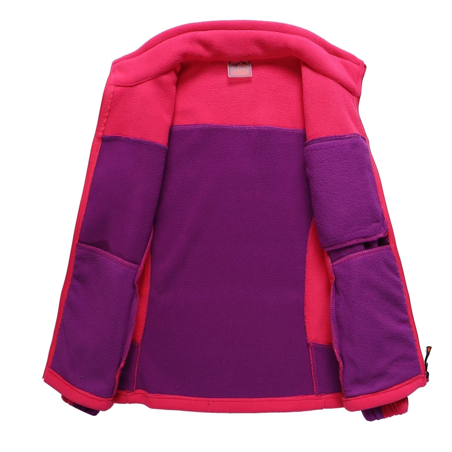 Polar fleece couple cardigan with contrasting colour panels in autumn winter wear