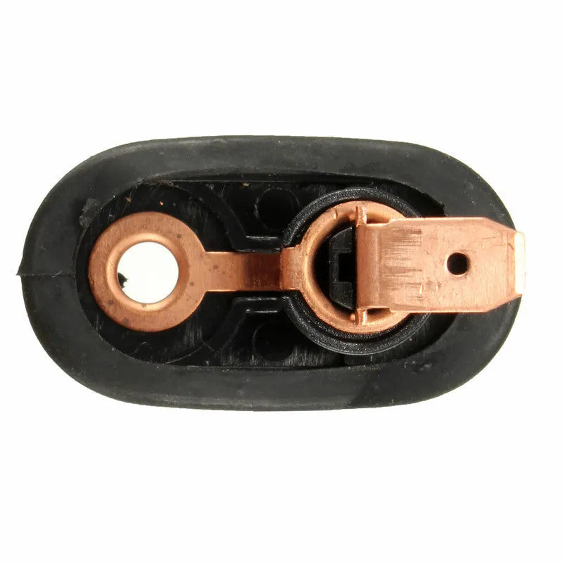 Black universal car interior door light switch made of plastic and metal.