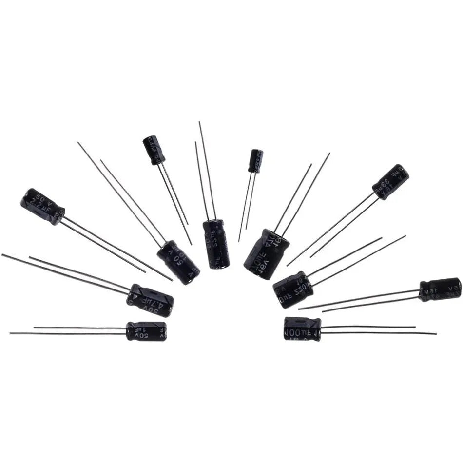 500PCs in-line electrolytic capacitor sample kit box with 24 specifications, aluminium foil and electrolytic paper