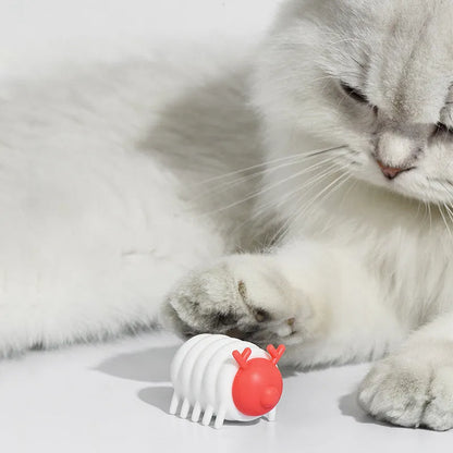 White interactive cat toy, smart electric, USB Type-C rechargeable, 20g silicone and PP, size 47 * 29 * 27