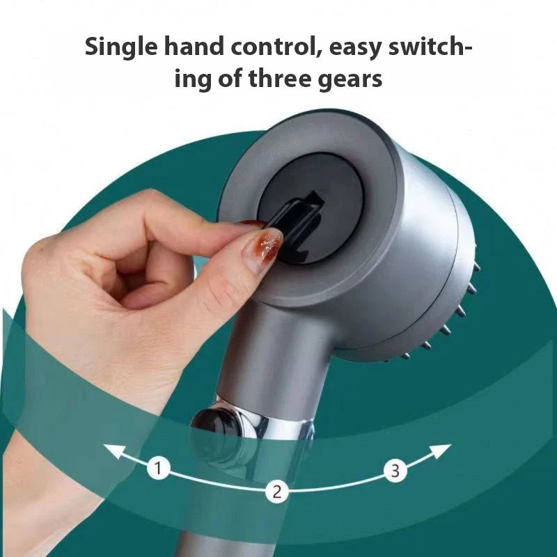 Premium multi-function shower head with rainfall and massage modes, made of durable ABS material and featuring a built-in water filter.