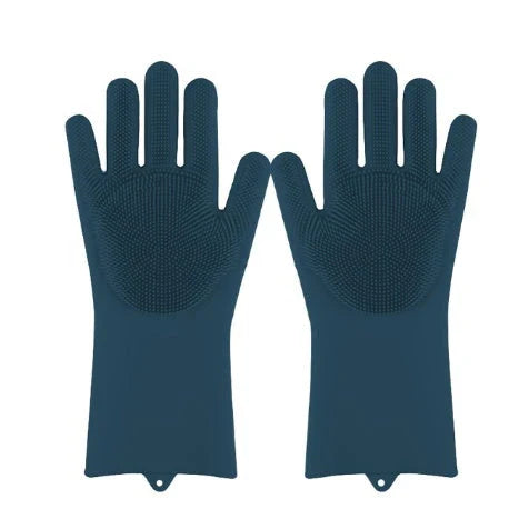 Silicone gloves with heat-resistant and non-slip design for versatile cleaning and cooking tasks