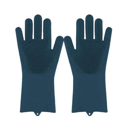 Silicone gloves with heat-resistant and non-slip design for versatile cleaning and cooking tasks