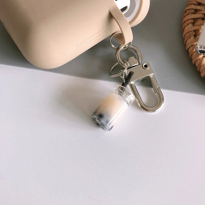 Milk tea AirPods storage case in purple silicone TPU soft shell with simple solid colour back cover
