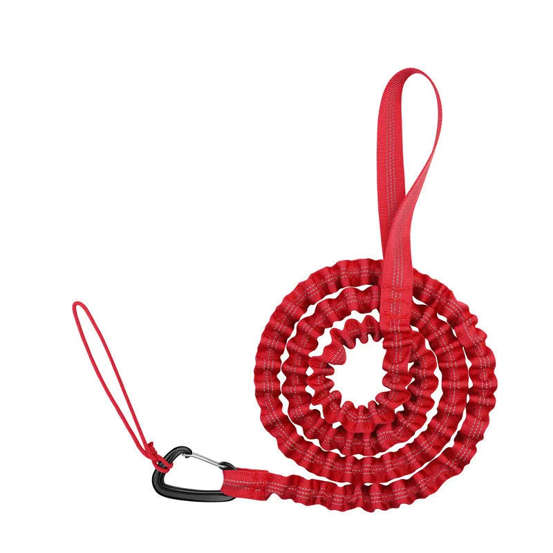 Bicycle hand holding rope for mountain bike parent-child pulling, adjustable bike towing line with swivel metal carabiner clips, free size available in red, blue, black, or orange