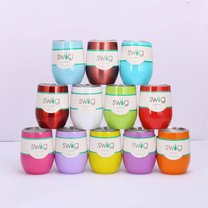 Insulated Stainless Steel Wine Tumbler - 12oz Double-Wall Vacuum Cup in Various Colors