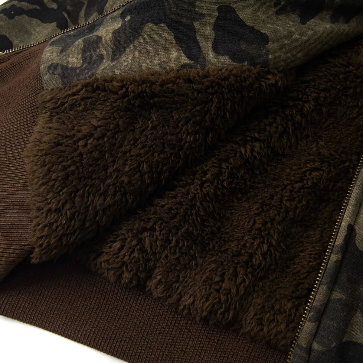 Women's camouflage reversible hooded jacket with detachable fur hood, cotton, long sleeves, sizes S M L