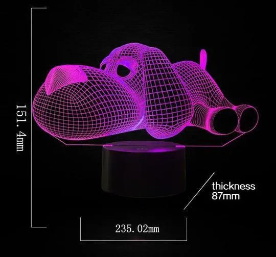 Doggo desktop lamp with multicolour LED lighting and 3D dog figurine design