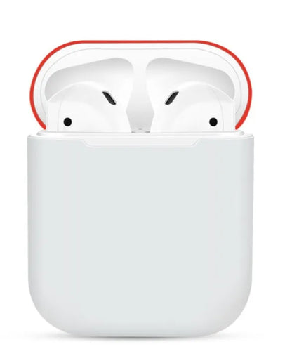 Soft silicone protective case for Apple AirPods charging box in various solid colours.
