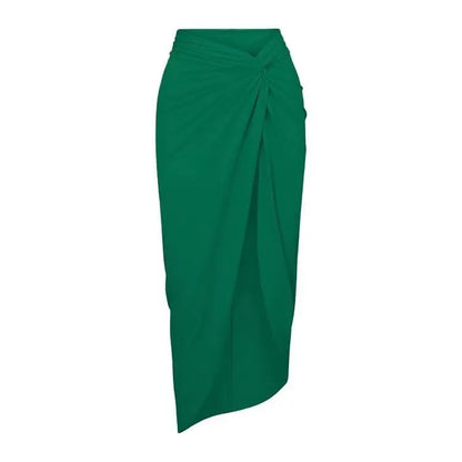 Women's polyester swimsuit with gauze skirt in double shoulder or oblique shoulder designs