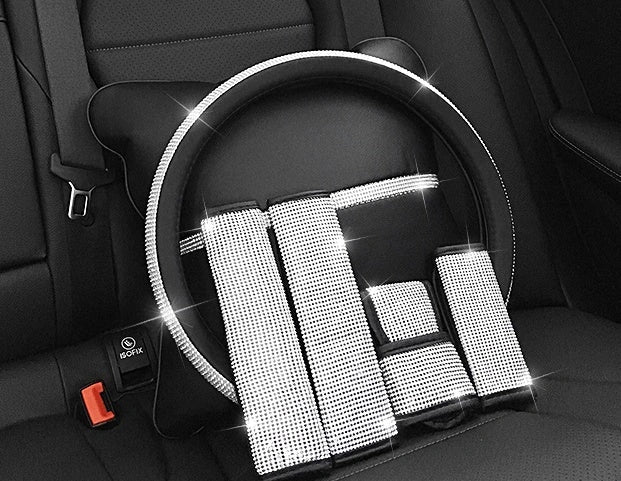 Universal anti-slip PU leather steering wheel handle set in various colours