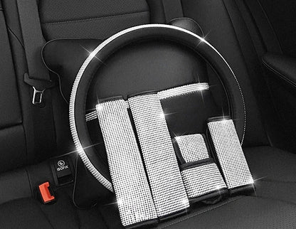 Universal anti-slip PU leather steering wheel handle set in various colours