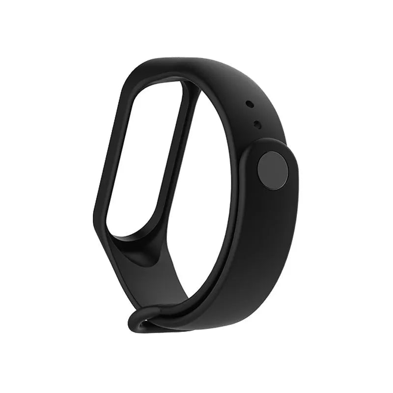 Colourful silicone replacement strap for XIAOMI MI Band 3 smart watch on a wrist.