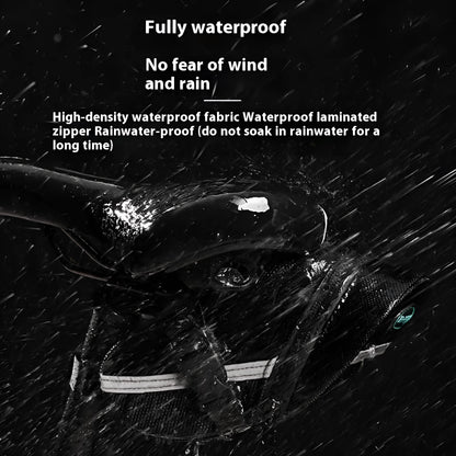 Black cycling saddle bag with quick-release mount showing 20x8x6cm dimensions on bicycle