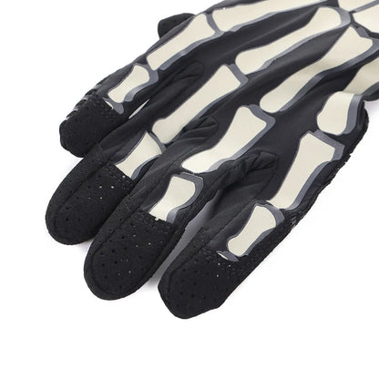 Skull luminous full finger riding gloves in black or khaki, ice silk polyester, touch screen and non-slip, sizes S-XXL