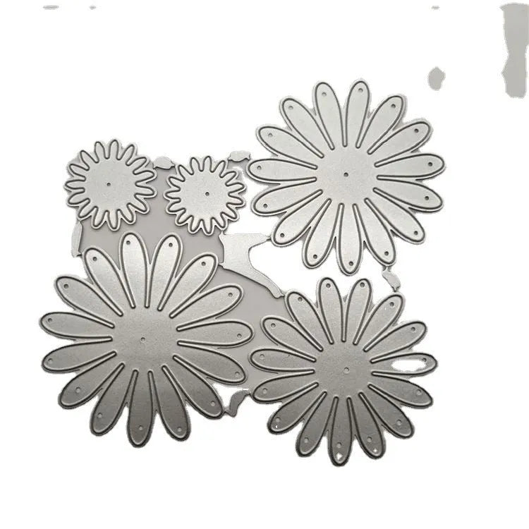 Silver high carbon steel cutting knife mould set measuring 12.5x13cm with floral etching design