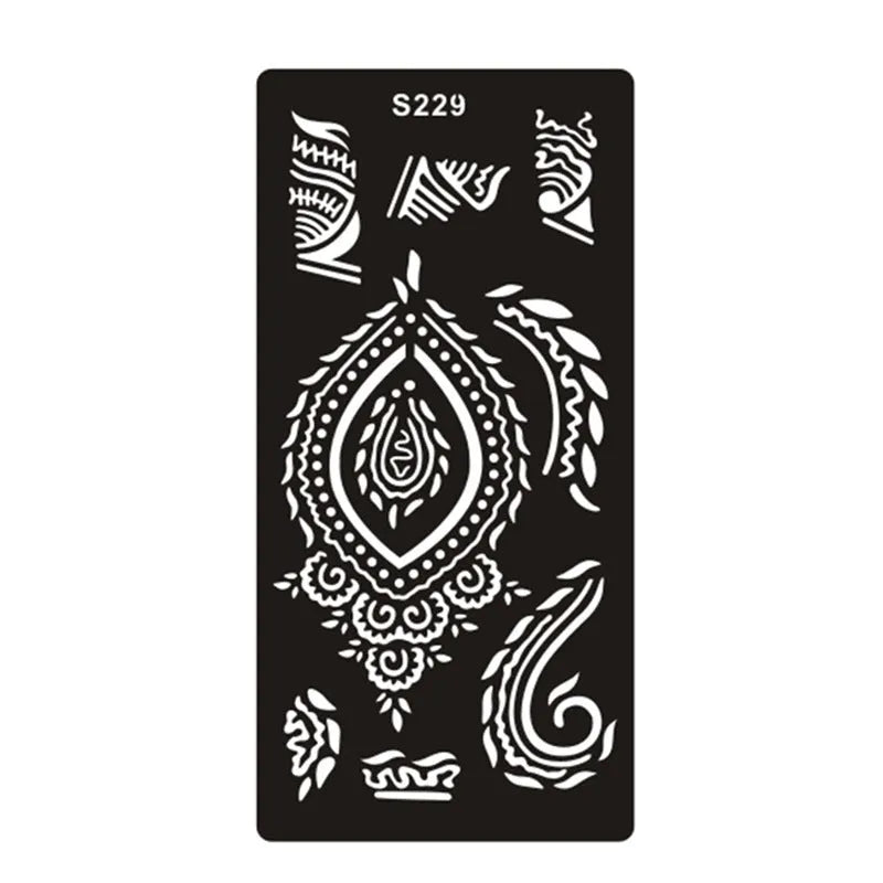 Hollow geometric tattoo template sticker on water transfer paper, Southeast Asian style design.
