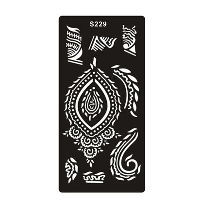Hollow geometric tattoo template sticker on water transfer paper, Southeast Asian style design.