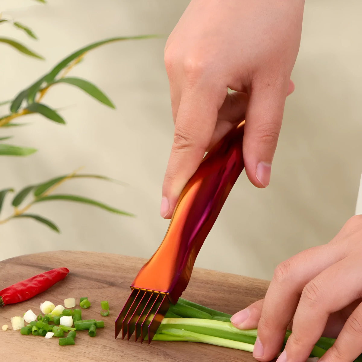 Metal onion chopper kitchen gadget in multiple colour options