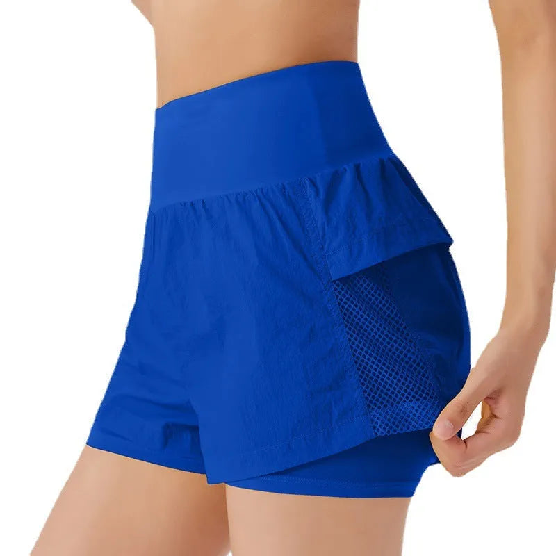 Women's loose fit cotton blend quick-drying sports shorts on a hanger