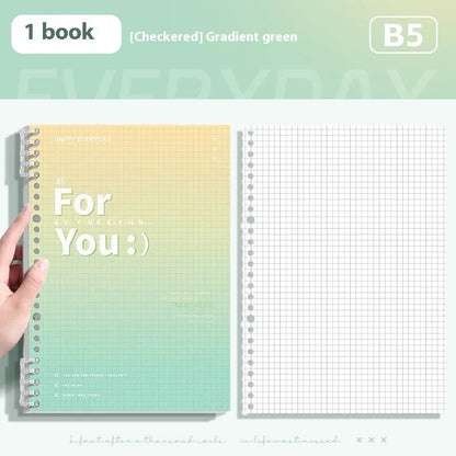 Removable coil gradient notepad in green, blue, pink, or purple with PP cover and wood-free paper